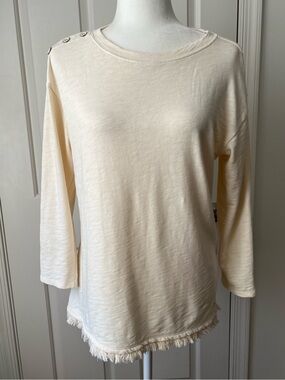 Spartina 449 Cream Long Sleeve Top with Button Detail